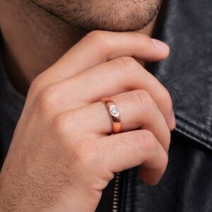 Size 10 1/2 Brand New!! Stainless steel band with solitaire zircon stone